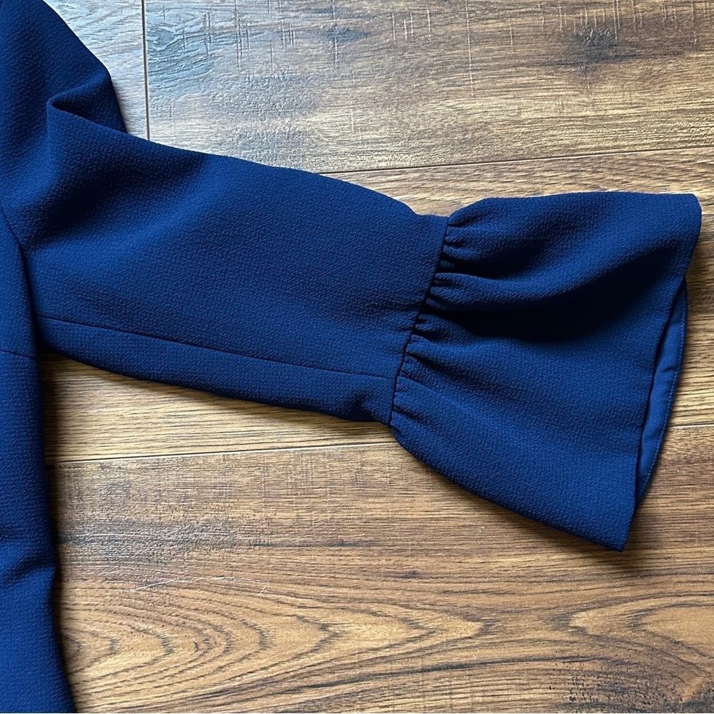 Club Monaco Women's 3/4 Ruffle Sleeve Blouson Dress Royal Blue Size 4 - Picture 8 of 11